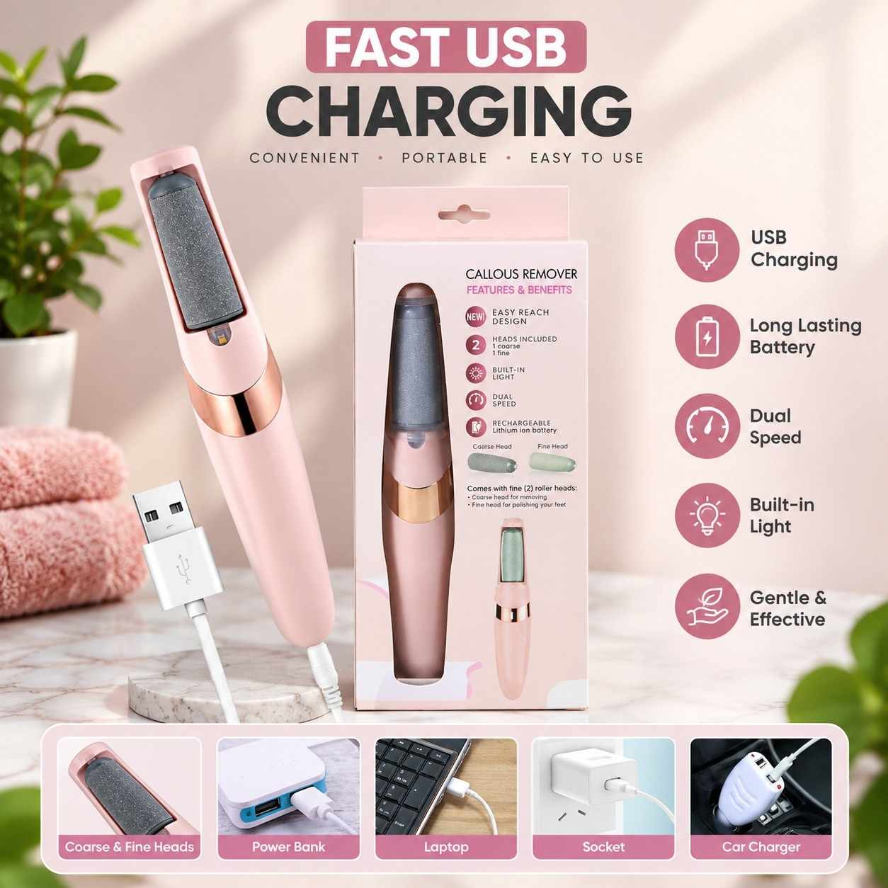 Electric Waterproof Foot File- Hard Skin Remover hook daw